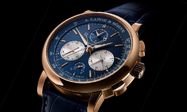 朗格Triple Split三追針計時,推出貴氣藍金新色-復刻表