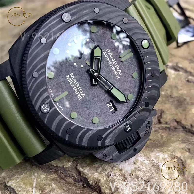 逢綠必火:VS廠沛納海961碳纖維復刻表,47mm軍綠色-復刻表
