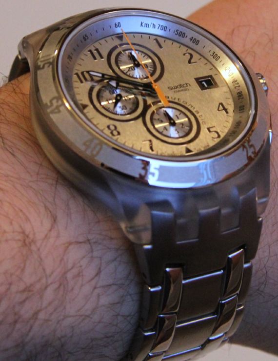 Swatch Automatic Chrono Silver Class 9 斯沃琪全銀自動計時手表-復刻表