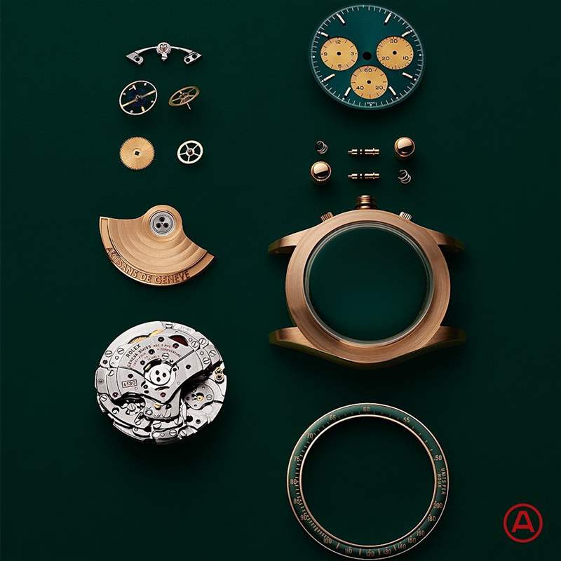 綜觀Daytona 116508 Honey Green，同樣可以找到三處Artisans de Genève精心改造的橋段，以下一一了解：（IG@artisansdegeneve）
