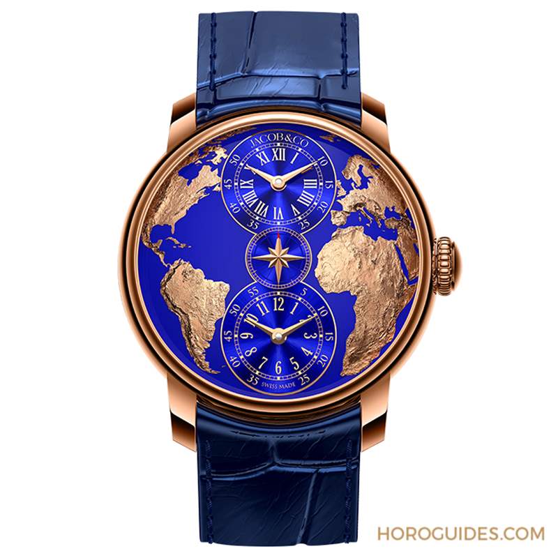 JACOB & CO. - 用最美的克萊因藍(lán)，圓一個(gè)志向高遠(yuǎn)的夢(mèng)：Jacobs & Co. The World is Yours兩地時(shí)間腕表