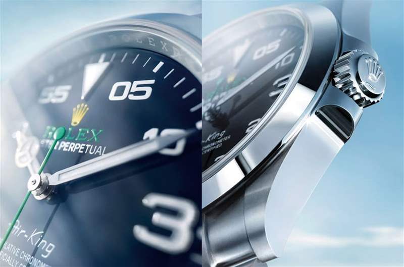 經(jīng)過(guò)2022年的改款后，Air-King內(nèi)外呈現(xiàn)許多細(xì)節(jié)差異，如多了表冠護(hù)肩、機(jī)芯升級(jí)3230等，都讓手表的耐用性與精準(zhǔn)度獲得優(yōu)化。 （Source：ROLEX）