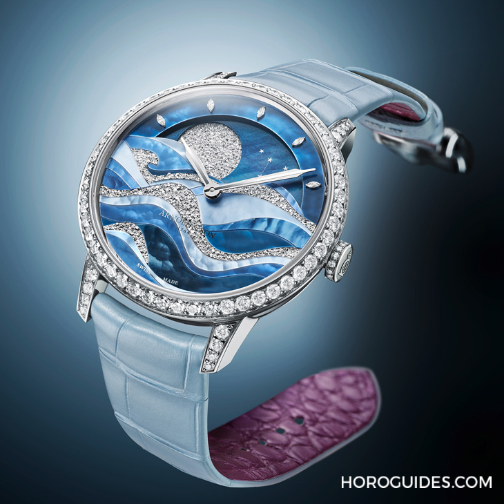 Arnold & Son招牌超大月相窗以釕晶體形塑又美又魔幻的夜色美學|恒久月相38午夜潮汐腕表-復刻表